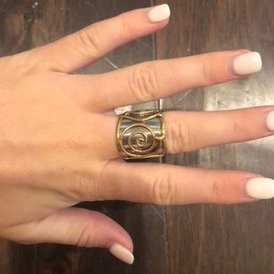 Silver and gold ring